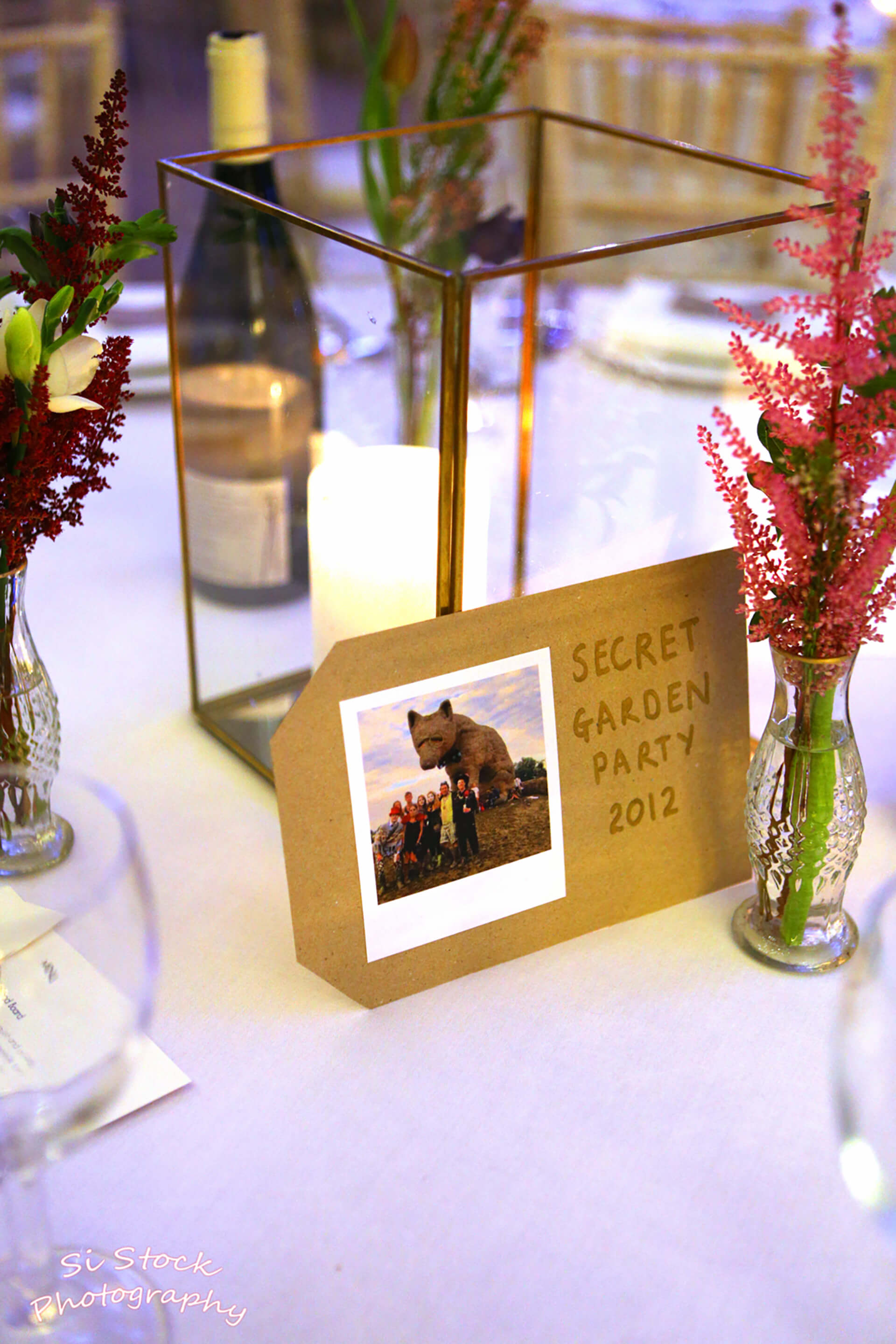 Claire and John's favourite experiences together named each table. Photo by Simon Stock.